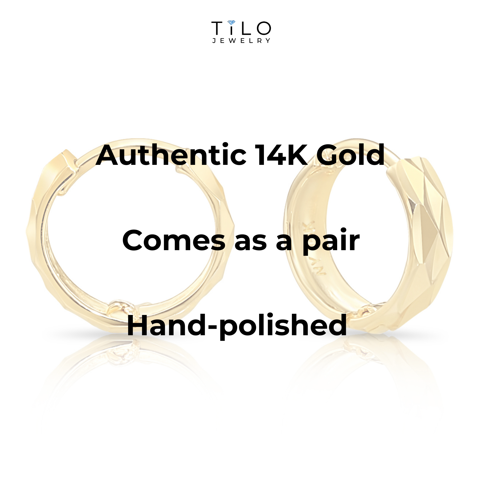 14K Gold Hand Engraved Huggies, Dainty 10mm Gold Earrings