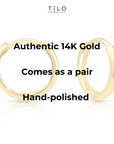 14K Yellow Gold Classy Huggies, Dainty 12mm Gold Earrings