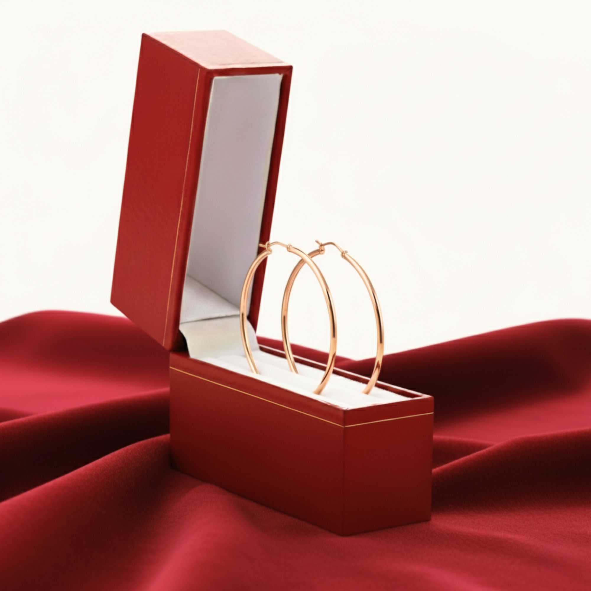 14k Rose Gold Classic Round Hoop Earrings, 2mm