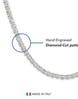 Sterling Silver Diamond-Cut Ice Chain Necklace, Pyramid Design