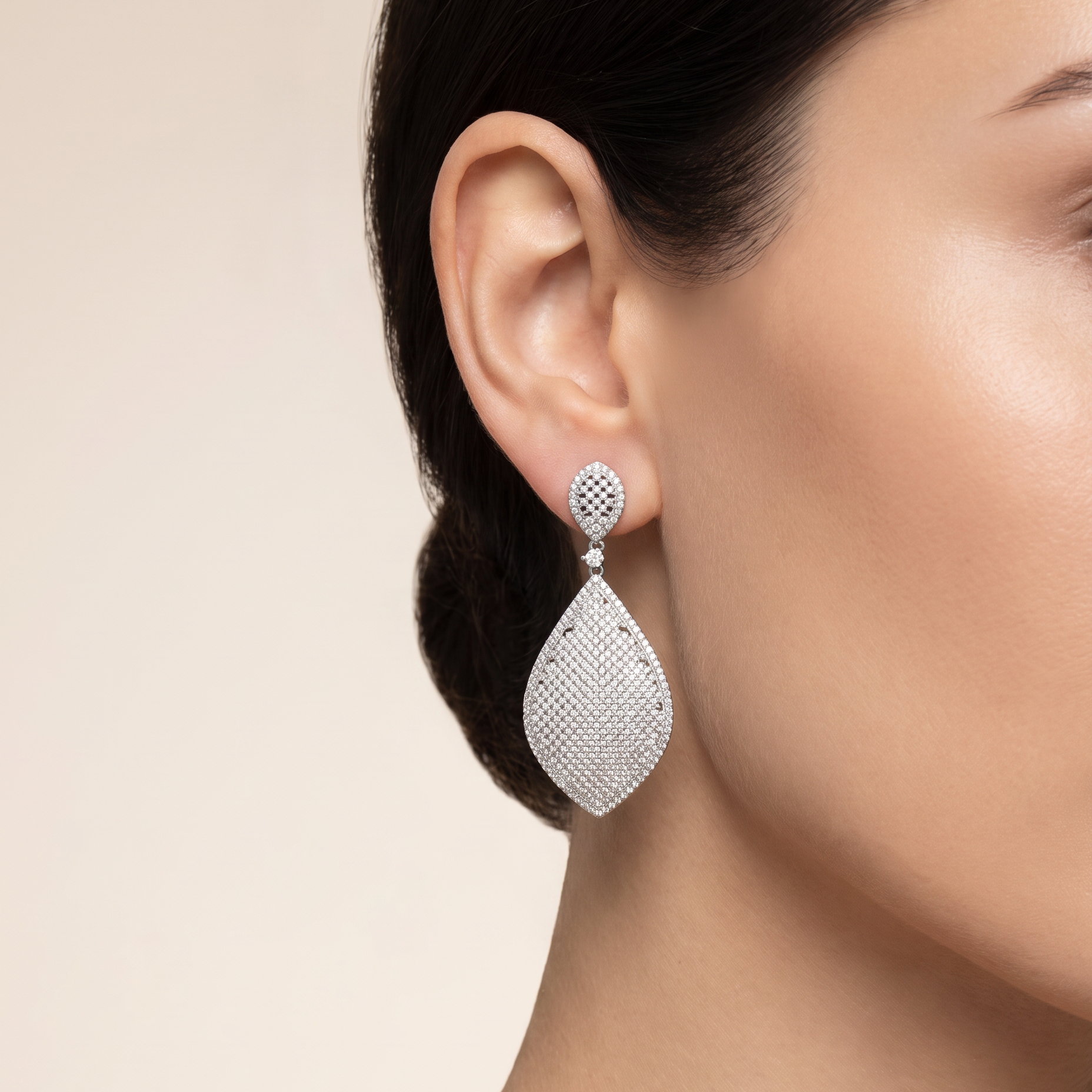 Sterling Silver Oval Teardrop Dangle Earrings, With Pushbacks