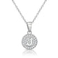 925 Sterling Silver CZ Initial Round Pendant Necklace (Letters A-Z) 16" 18"