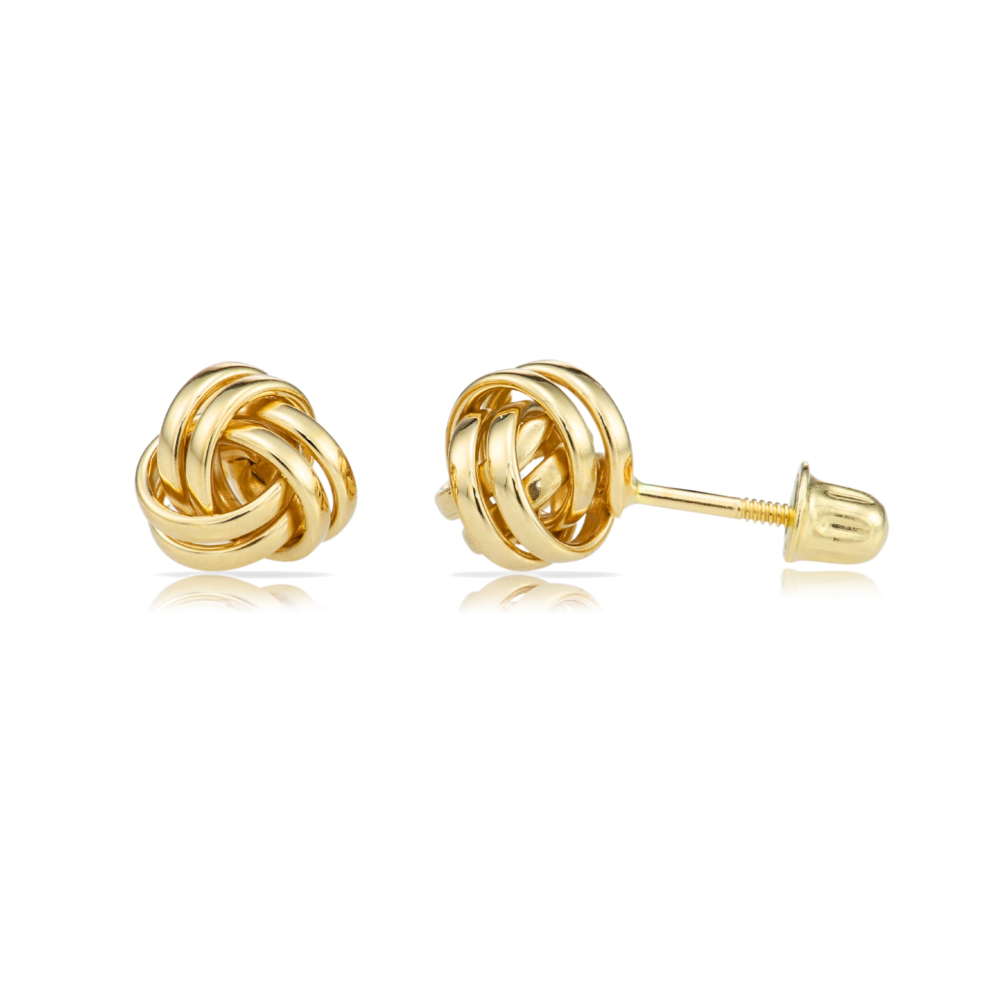 10k Gold Polished Love Knot Stud Earrings with Screwbacks, 7mm