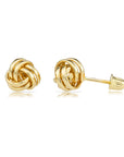 10k Gold Polished Love Knot Stud Earrings with Screwbacks, 7mm