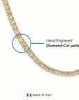Sterling Silver Two-Tone Diamond-Cut Ice Chain Necklace, Pyramid Design