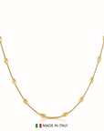 Sterling Silver Gold Plated Diamond-Cut Oval Bead Chain Necklace