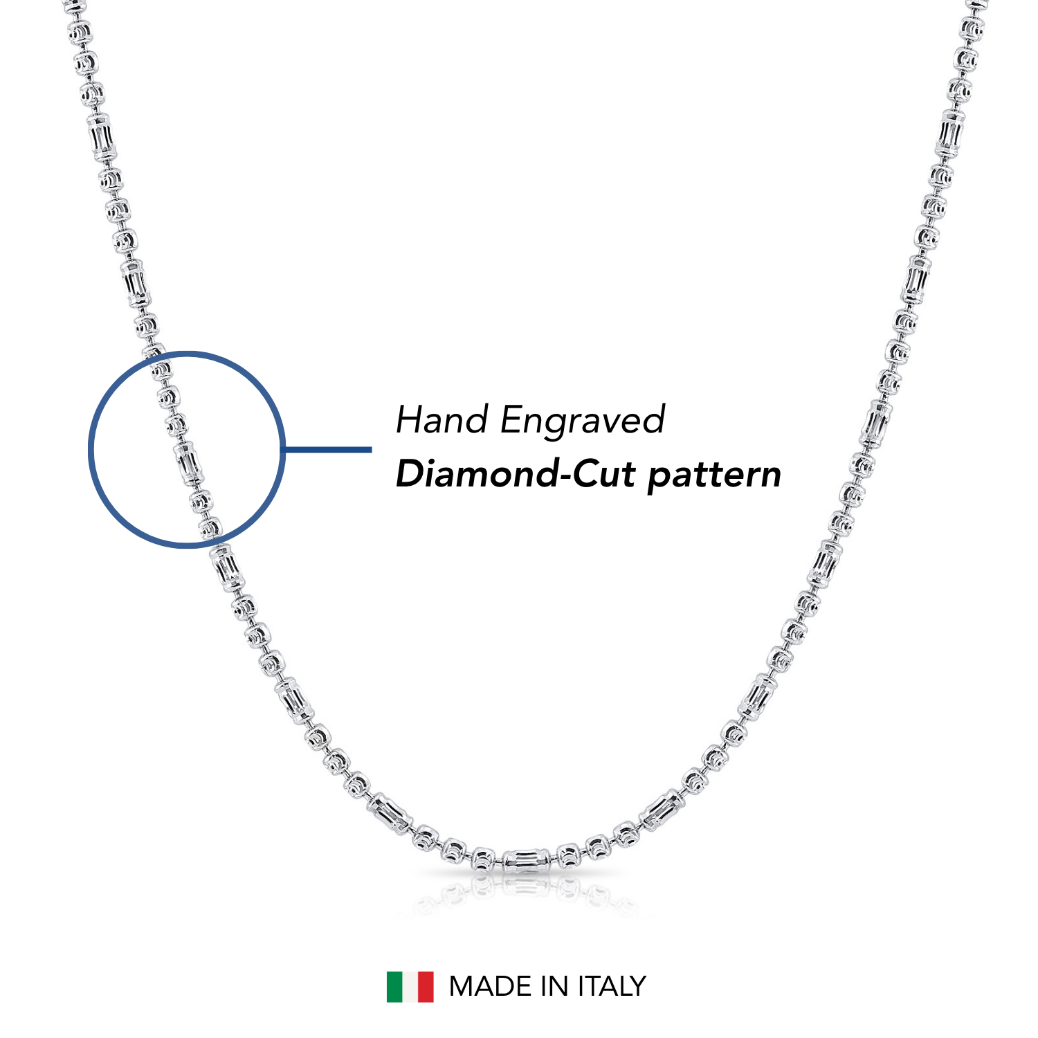 Sterling Silver Diamond-Cut Bead Necklace
