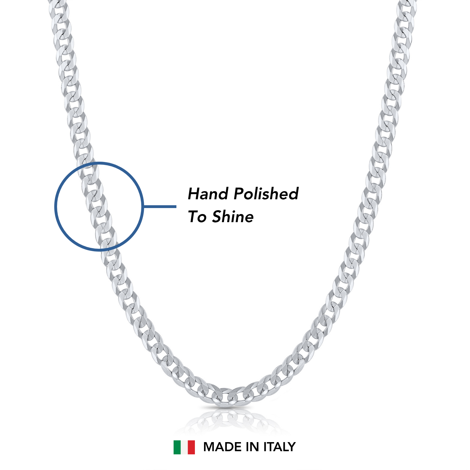 Sterling Silver Italian Curb Chain Necklace, Lobster Lock
