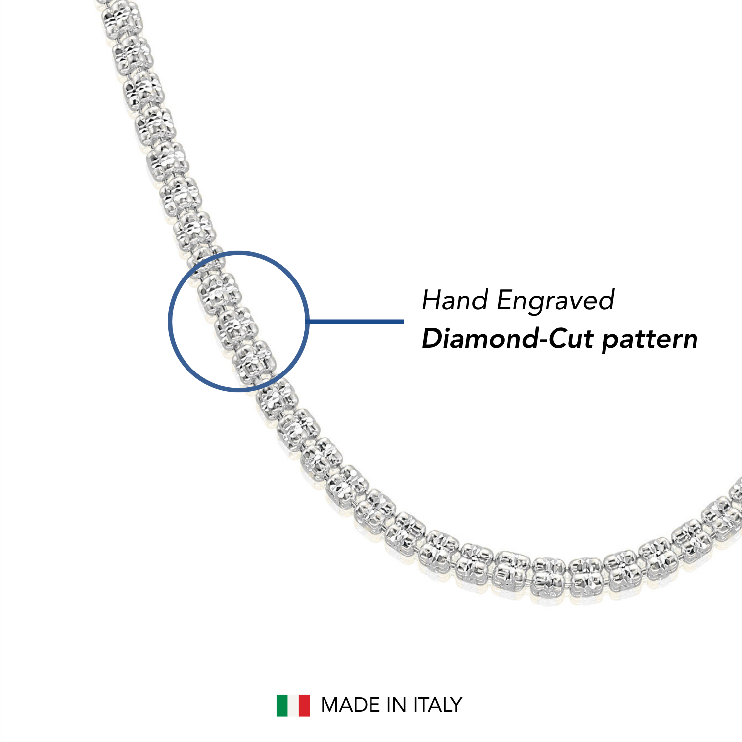 Sterling Silver Diamond-Cut Ice Chain Bracelet