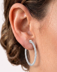 14k White Gold Natural Diamond Hoop Earrings, 1.55ctw