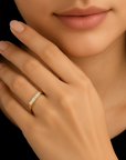 14K Yellow Gold Lab Diamond Signet Ring, 0.09ctw