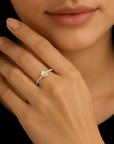 14K Yellow Gold Lab Diamond Flower Ring, 0.07ctw