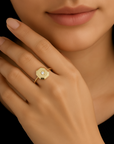 14K Yellow Gold Lab Diamond Signet Ring, 0.07ctw