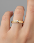 14K Yellow Gold Lab Diamond Wedding Band Ring, Engraved Love Ring, 1.15ctw