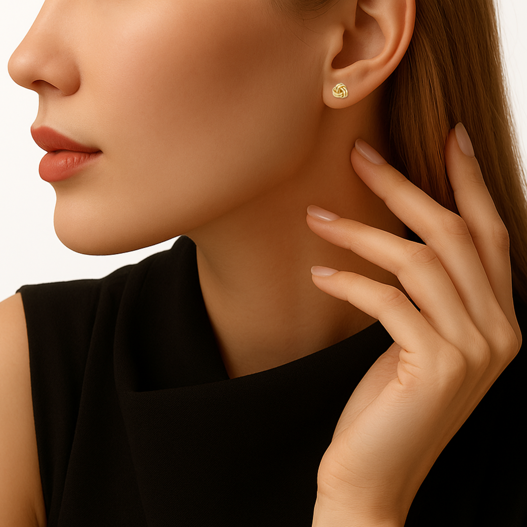 10k Gold Polished Love Knot Stud Earrings with Screwbacks, 7mm