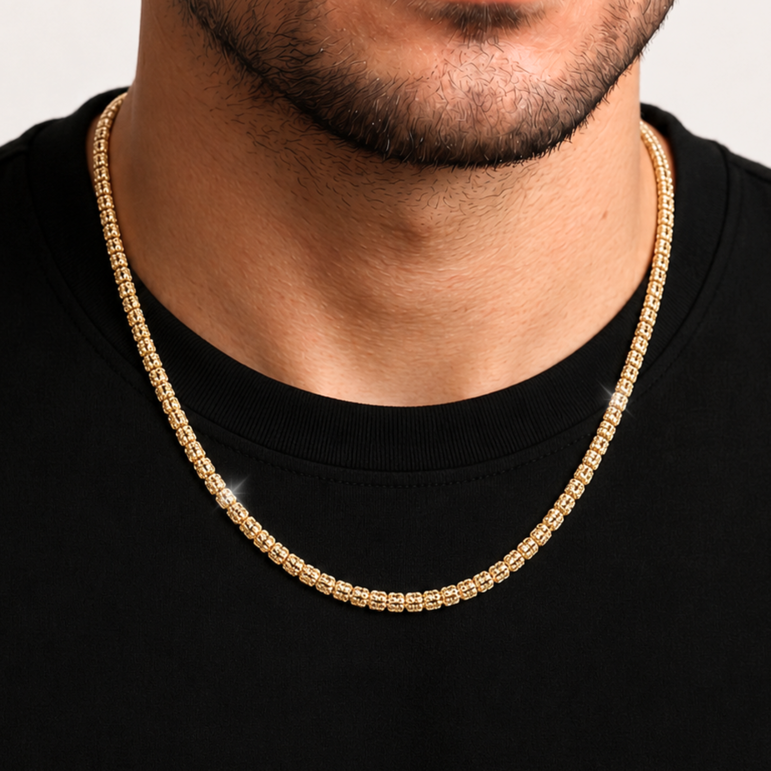 14K Gold Plated Italian Ice Chains, Solid Sterling Silver, 5mm Thick