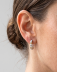 Sterling Silver Two-Tone CZ Huggie Earrings