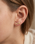 14k Solid Yellow Gold Tiny Arrow Studs, With Screw on Screwbacks