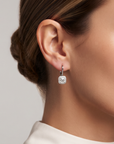 14K White Gold Lab Diamond Cushion-Cut Drop Earrings, 1.50ctw