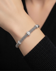 Sterling Silver Three Station Italian CZ Bracelet, With Secure Lobster Lock, 7.5"