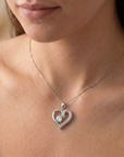 Sterling Silver Open Heart Solitaire CZ Pendant Necklace
