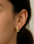 10K Yellow Gold Spiral Twist Hoop Earrings