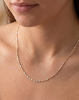 14K Gold Three-Tone Diamond-Cut Mirror Chain Necklace