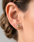 14K Gold Yellow Ladybug Studs, Pushback