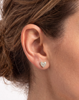 14K Yellow Gold Natural Diamond Heart Stud Earrings, 0.12ctw