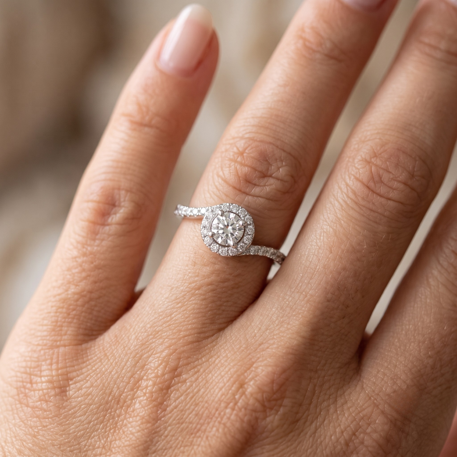Sterling Silver CZ Halo Engagement Ring