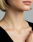 14K Yellow Gold Boy & Girl Heart Pendant Necklace