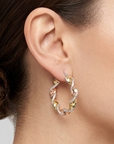 Sterling Silver Tricolor Three-Tone Hoop Earrings, 30mm