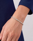 Sterling Silver Diamond-Cut "Tiger" Bead Stretch Bracelet