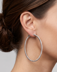 14k White Gold Natural Diamond Hoop Earrings, 2.06ctw