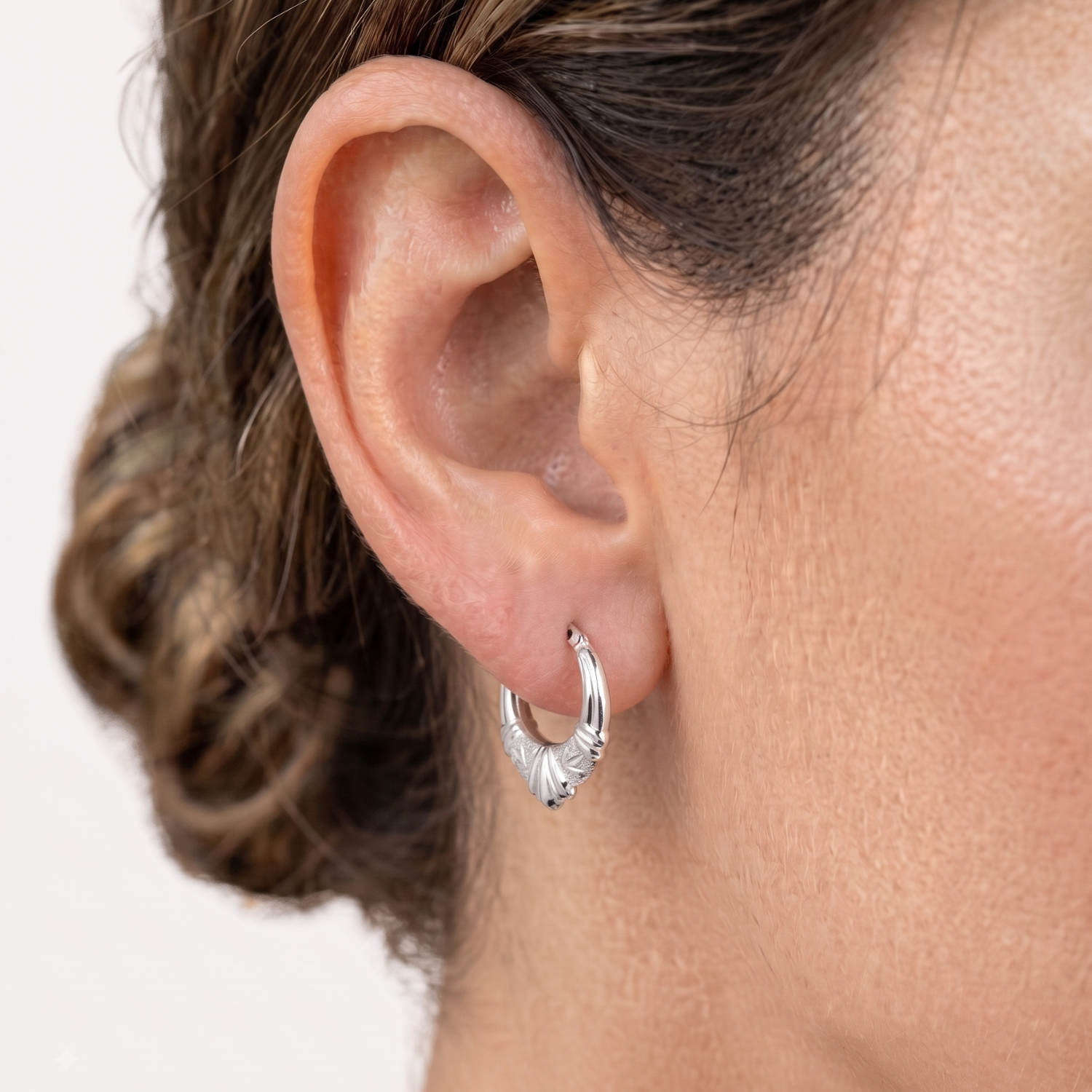 Sterling Silver Diamond-Cut Hoop Earrings