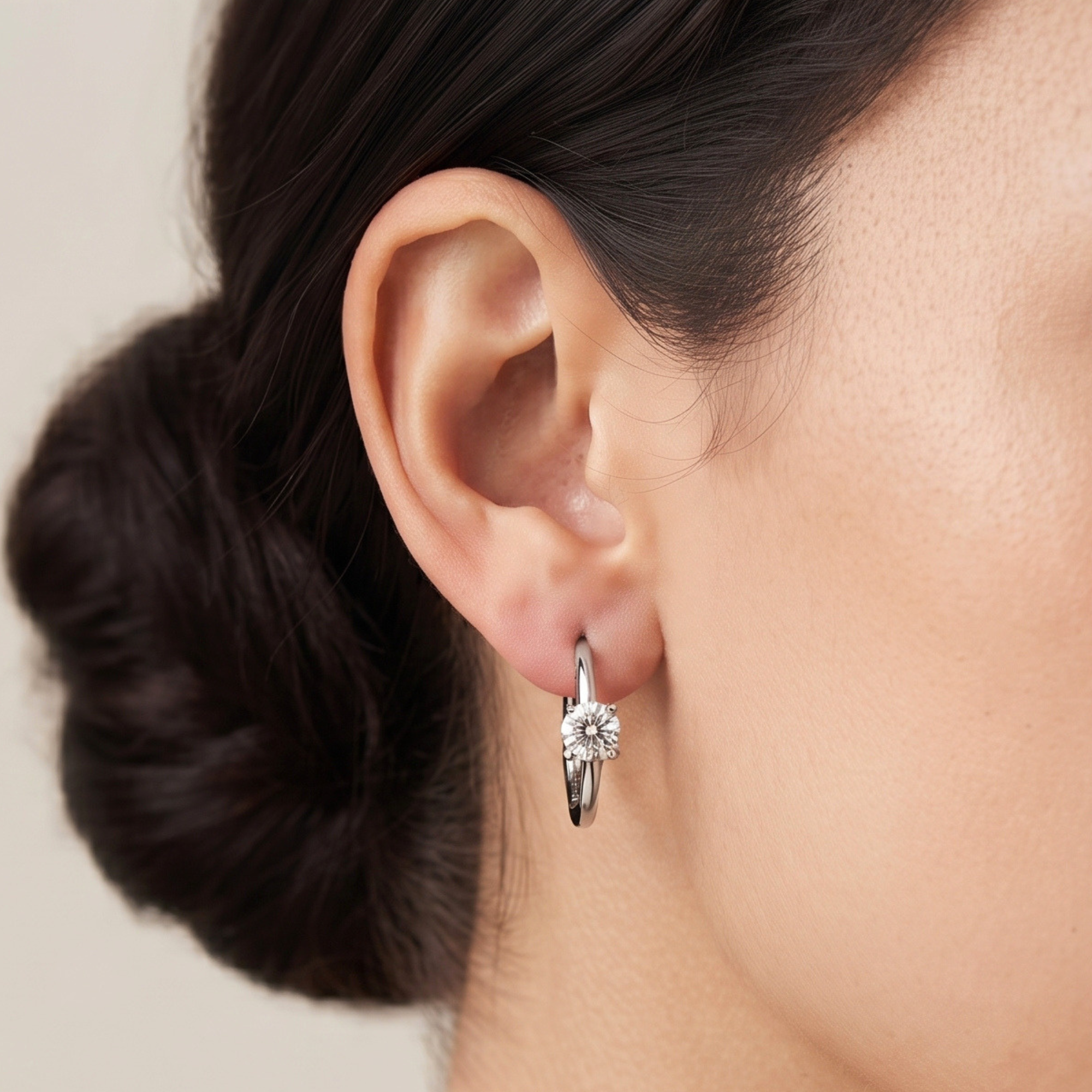 Sterling Silver Round Cubic Zirconia Hoop Earrings
