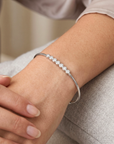 Sterling Silver Seven Row CZ Bezel Set Cuff Bracelet, Adjustable 7"-8"