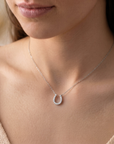 Sterling Silver Horseshoe CZ Pendant Charm Necklace