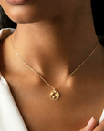 14K Yellow Gold World Map Pendant Necklace