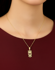 14K Yellow Gold Owl Pendant Necklace