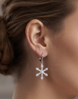 Sterling Silver Snowflake CZ Drop Dangle Earrings