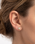14K Yellow Gold Natural Diamond Square Stud Earrings, 0.15ctw
