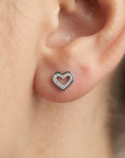 Sterling Silver CZ Open Heart Stud Earrings