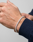Sterling Silver Diamond-Cut Ice Chain Bracelet, Pyramid Design