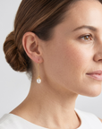 14K Yellow Gold Pearl Drop Dangle Earrings
