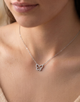 Sterling Silver CZ Butterfly Pendant Necklace