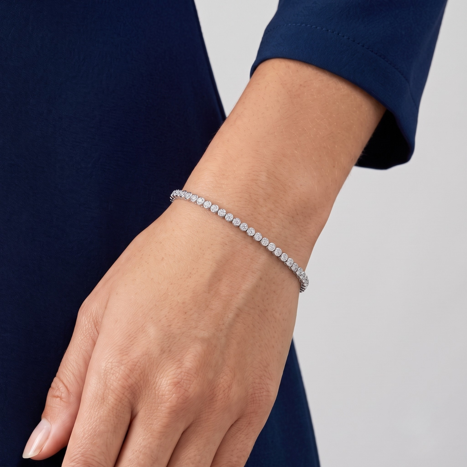 Sterling Silver Simulated Diamond Illusion Set Tennis Bracelet