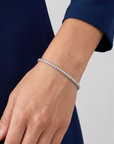 Sterling Silver Simulated Diamond Illusion Set Tennis Bracelet