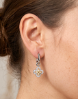 Sterling Silver Two-Tone Clover Drop Earrings