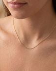 14K Yellow Gold Oval Twist Link Chain Necklace, 1mm